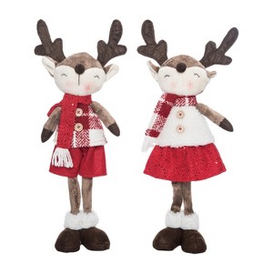Transpac Plush Standing Reindeer Set of 2 - Festive Christmas Decorative Objects for Holiday Cheer - 1 of 1