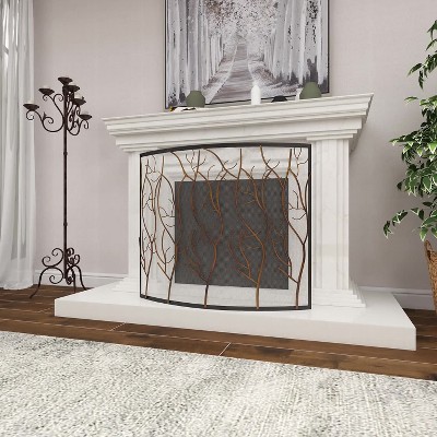 Contemporary Metal Fireplace Screen Brass - Olivia & May