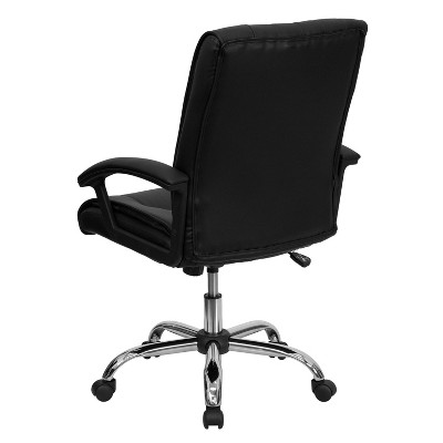 ErgoComfort Black LeatherSoft Mid-Back Swivel Executive Chair