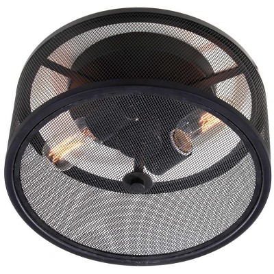 Matte Black Contemporary Mesh Metal 11.75" Flush Mount Ceiling Light