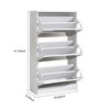 Angel Sar Narrow 3-Tier Shoe Storage Cabinet with Full-Length Mirror, White Slim Shoe Organizer for Entryway, Bedroom, or Apartment - 3 of 4