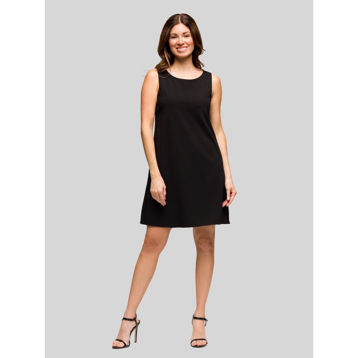 Womens Round Neck Sleeveless A-Line Mini Shift Dress - 24seven Comfort Apparel™