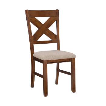 Set of 2 Jackson Wide X Back Fabric Side Chair Dark Hazelnut - Powell