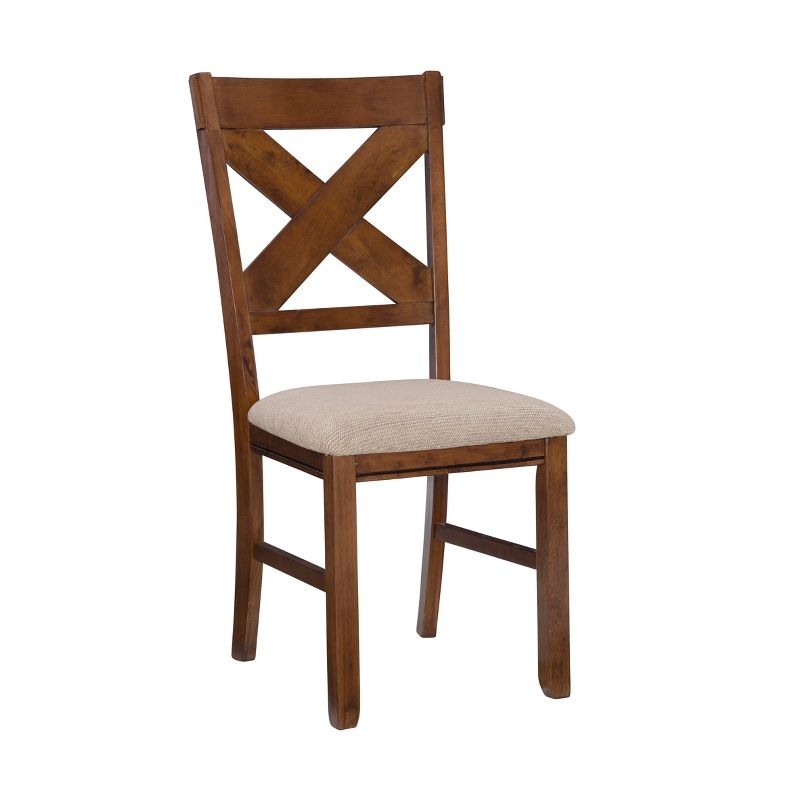 Set of 2 Jackson Wide X Back Fabric Side Chair Dark Hazelnut - Powell, 1 of 13
