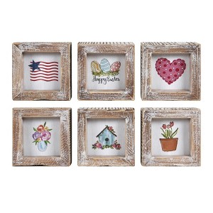 Transpac Wood/MDF/Paper Mini Wood Frame Decor Set Home Decorations Set of 3 Spring - 1 of 1