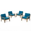 Christopher Knight Home Grenada Outdoor Acacia Wood Club Chairs with Cushions (Set of 4) - 2 of 4