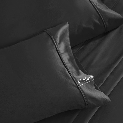 King Black Cotton Sateen 400 Thread Count Sheet Set