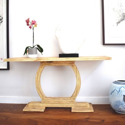 Barnwood Sandblast Pine Wood Rectangular Console Table