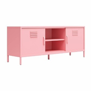 Novogratz Cache TV Stand Metal Frame Sliding Doors Cable Management 65 Max Screen Size