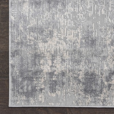 Ivory & Silver Hand-Knotted Synthetic 2'2" x 7'6" Runner Rug