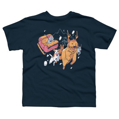 Boy's Design By Humans Christmas santa cat By ArtStyleAlice T-Shirt