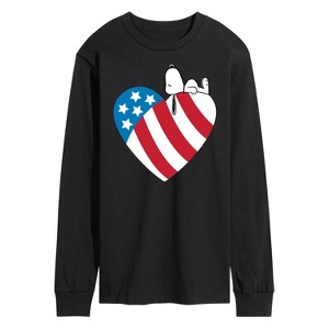Men's - Peanuts - Snoopy On Flag Heart Long Sleeve Graphic T-Shirt - 1 of 4