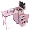 Byootique Rolling Nail Table Kit w/ Makeup Case Cosmetic Organizer Aluminum Pink - 3 of 4