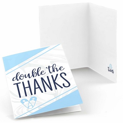 Big Dot of Happiness It's Twin Boys  - Blue Twins Baby Shower Thank You Cards (8 count)