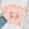 S.W.Smiley Pink Flowers Outline - Women's Boxy Crop Top Graphic T-Shirt - 2 of 4