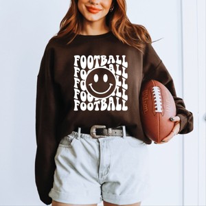 Simply Sage Market Women's Graphic Sweatshirt Football Smiley Face - 1 of 4
