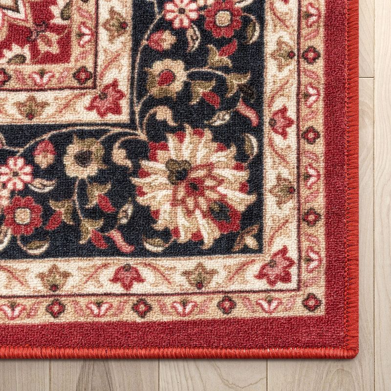 Well Woven Kings Court Gene Non-Slip Oriental Medallion Area Rug - Entryway, Kitchen & Laundry Room -Machine-Washable, Low Looped Pile, 5 of 10