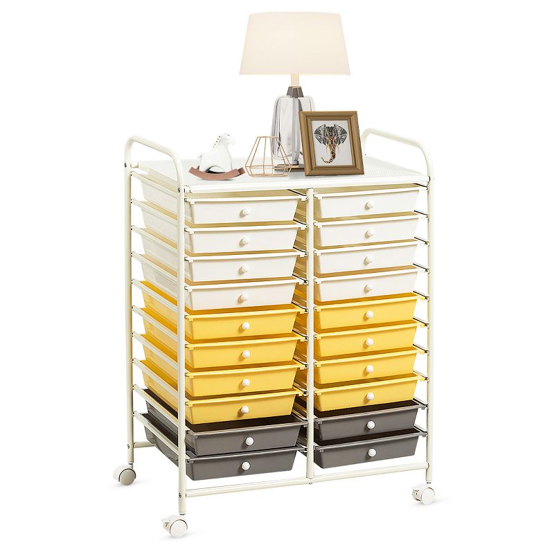 Tangkula 20-Drawers Rolling Storage Cart with Organizer Top, 1 of 7