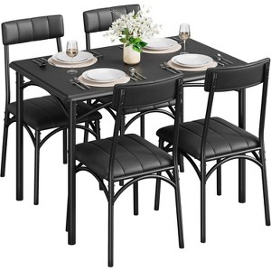 5 Pcs Industrial Dining Table Set for 4, Compact Rectangle Kitchen Table with 4 Chairs, Breakfast Nook Furniture for Small Spaces/Apartments - 1 of 4