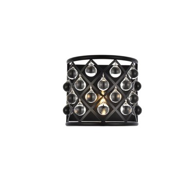 Elegant Lighting Madison Collection Wall Sconce D:11.5in H:10.5in E:6.5in Lt:1 Matte Black Finish (Royal Cut Crystals)