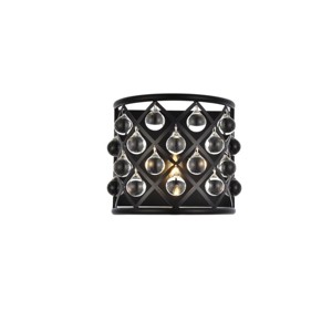 Elegant Lighting Madison Collection Wall Sconce D:11.5in H:10.5in E:6.5in Lt:1 Matte Black Finish (Royal Cut Crystals) - 1 of 2