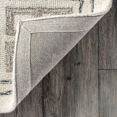 Ivory Geometric Tufted Wool 5x8 Area Rug