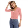 Clearlove Women's Cropped Bolero Cardigan – 3/4 Sleeve V-Neck Basic Classic Casual Button Down Knit Soft Sweater Top - 3 of 4