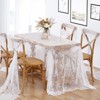 Wikineon White Lace Tablecloth 60 X120 Inches Rectangle Vintage Embroidered Wedding Tablecloths Sheer Overlay for Rustic Outdoor Party Reception - 2 of 4