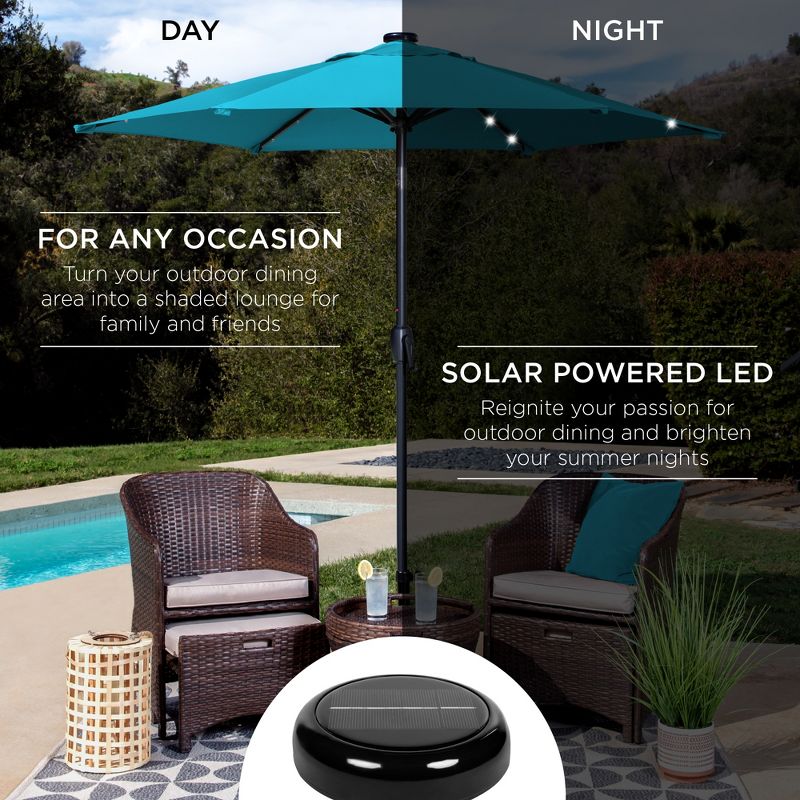 Best Choice Products 7.5ft Outdoor Solar Patio Umbrella for Deck, Pool w/ Tilt, Crank, LED Lights, 3 of 11