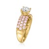 Ross-Simons 1.00 Carat Lab-Grown Diamond Ring With 1.00 ct. t.w. Pink Sapphires in 14kt Yellow Gold - 3 of 4
