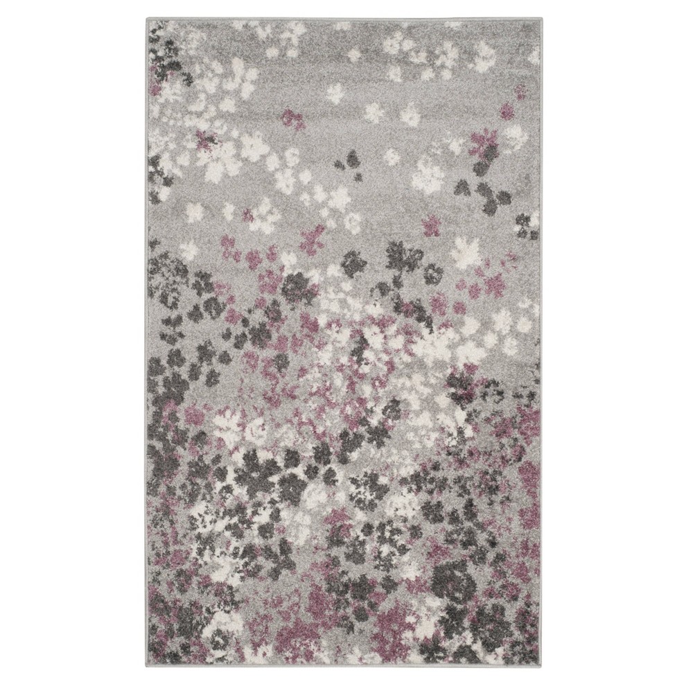 Light Gray/Purple Floral Loomed Accent Rug 2'6inx4' - Safavieh