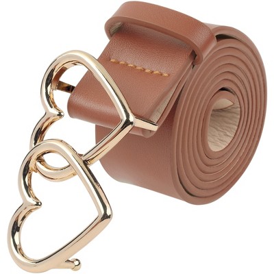 INSPIRE CHIC Women's Double Heart Buckle Fashion Casual Decorative Belts