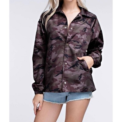 Women's Camo Coaches Jacket - Honey Punch
