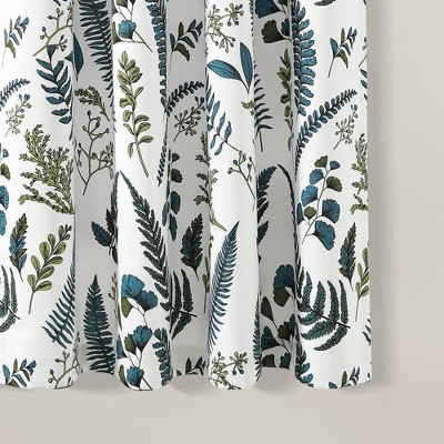 Devonia White and Green Floral Polyester Blackout Curtains
