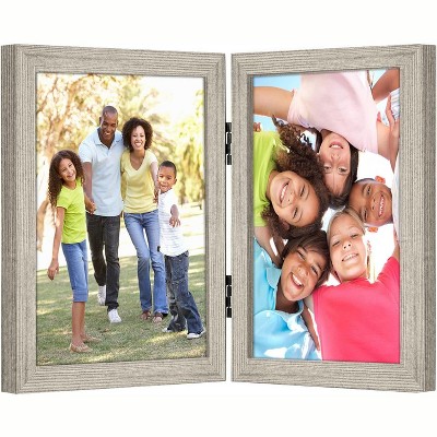 Americanflat 8x10 Hinged Picture Frame In Driftwood With Two Displays ...