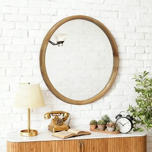GDFStudio Meigs 23.62" Mid-Century Modern Round Wall Mirror with Wood Frame - 1 of 4