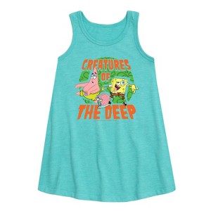 - SpongeBob SquarePants - Creatures Of The Deep Graphic Sleeveless Aline Dress - 1 of 4