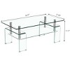 CAVINAS Modern Rectangle Clear Glass Coffee Table for Living Room, 2-Tier Storage Center Coffee Table, Tempered Glass Tea Table - 3 of 4