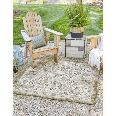 Unique Loom 7' 10 X 7' 10 Square Indoor/outdoor Aztec Green Area Rug ...