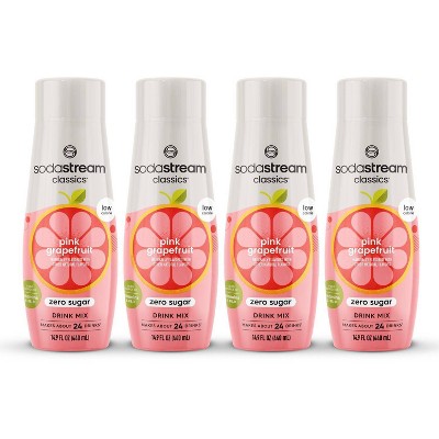 SodaStream Pink Grapefruit Zero Drink Mix 14.9 fl oz/4pk: Soda Streamer Flavor Syrup, Liquid Concentrate, Still, 440g