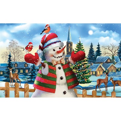 Snow Time Snowman Winter Doormat Indoor Outdoor 18 x 30