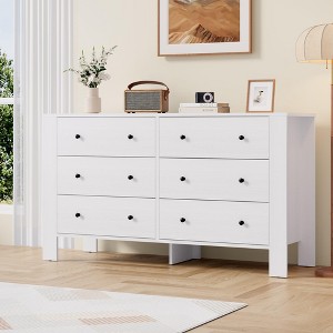 6 Drawer Dresser for Bedroom, Modern Double Dresser Organizer with Storage Drawers, Wooden Chests of Drawers for Bedroom, Entryway, Hallway - 1 of 4