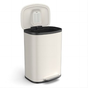 Curved Surface 13 Gallon 50L Kitchen Foot Pedal Operated Soft Close Trash Canwith 30 Garbage Bags - 1 of 4
