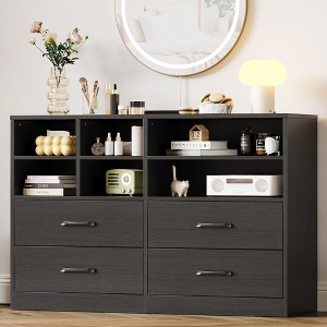 Garvee 4 Drawer Dresser for Bedroom, Modern Chest of Drawers, TV Stand Dresser Drawer Organizers with 6 Storage Cubbies for Living Room,Hallway - 1 of 4