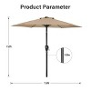 Gulches 7.5ft Patio Outdoor Table Market Yard Umbrella with Push Button Tilt/Crank, 6 Sturdy Ribs for Garden, Deck, Backyard, Pool,Tan - 3 of 4