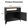 Storage Cabinet with Wicker Wood Tabletop - Patio Bar Table with Two Doors and Shelves, Bar Cabinet for Garden, Pool, Kitchen - 4 of 4