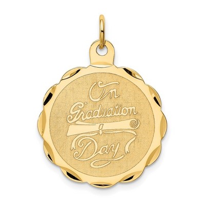 Black Bow Jewelry 14k Yellow Gold On Graduation Day with Diploma Circle Pendant, 22mm
