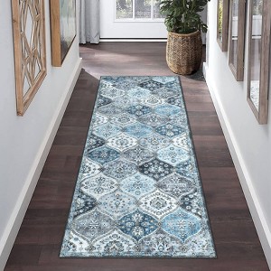 Washable Vintage Oriental Rug Non Slip Low Pile Rug Soft Throw Floor Cover Retro Foldable Indoor Carpet for Living Room Bedroom Playroom Nursery - 1 of 4