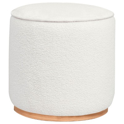 Coaster Home Furnishings Zena Faux Sheepskin Upholstered Round Ottoman Ivory