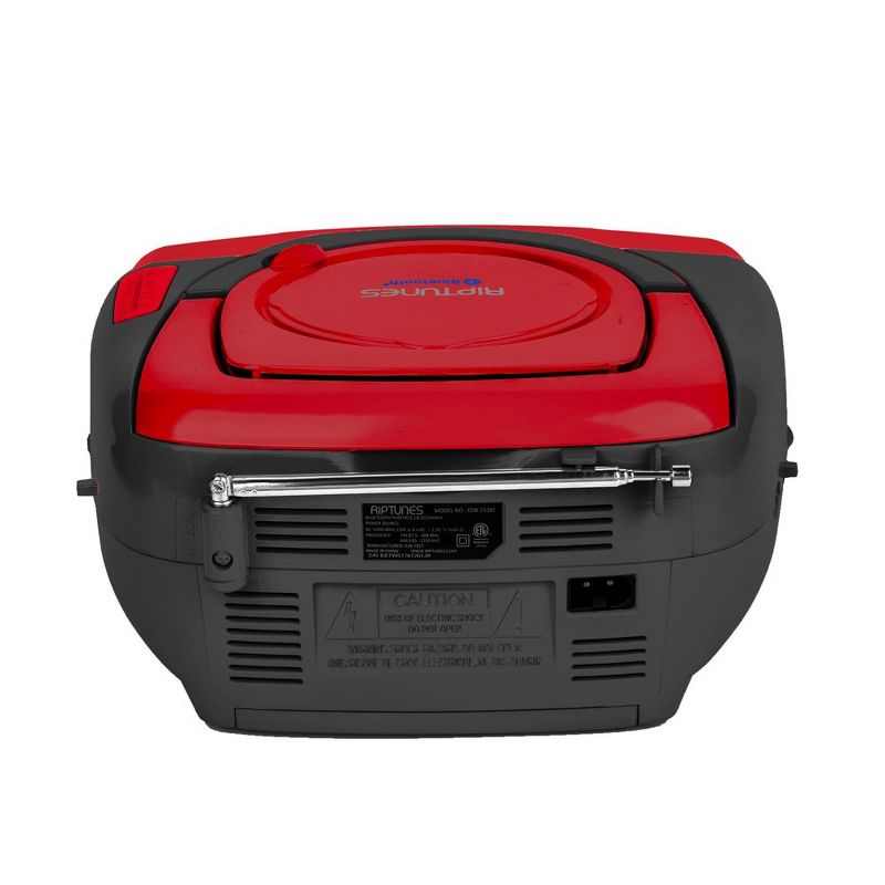 Bluetooth Portable CD Boombox with AM/FM Radio, Red, 3 of 6